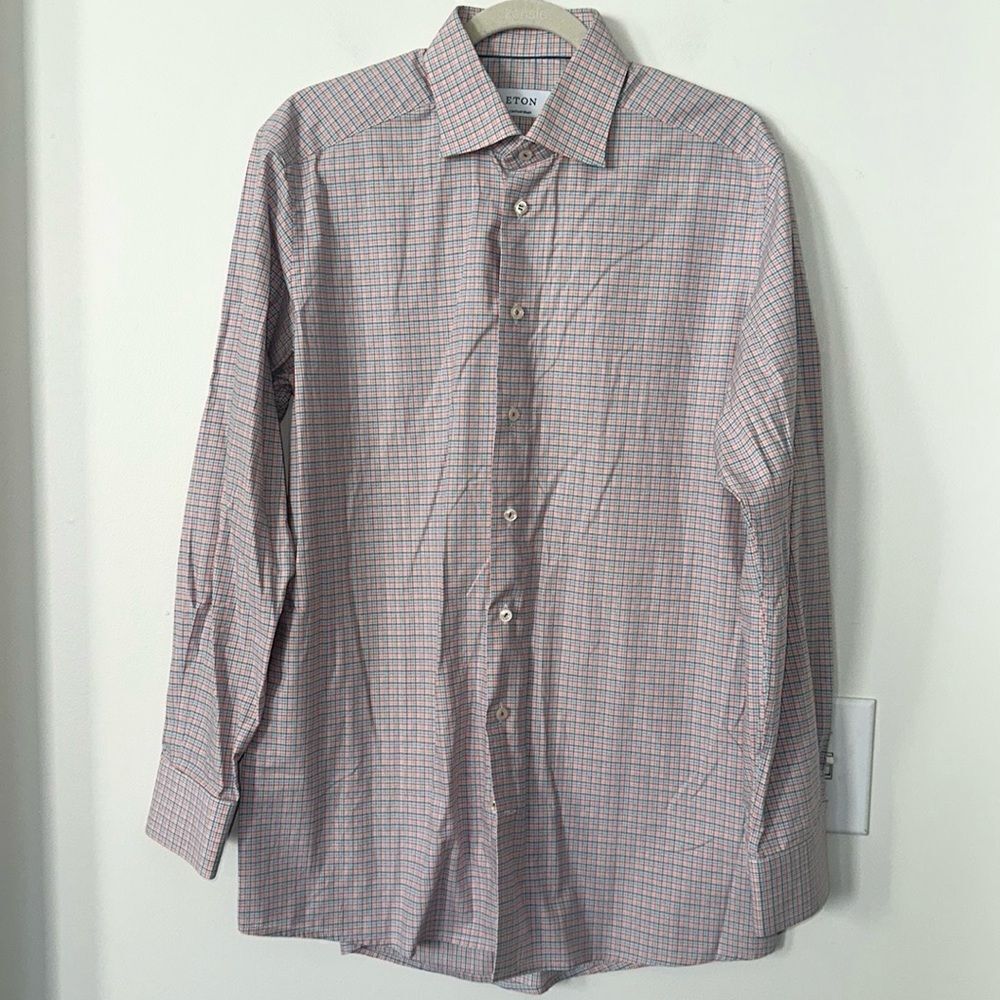 ETON Checkered Print Men’s Dress Shirt 42/16.5
